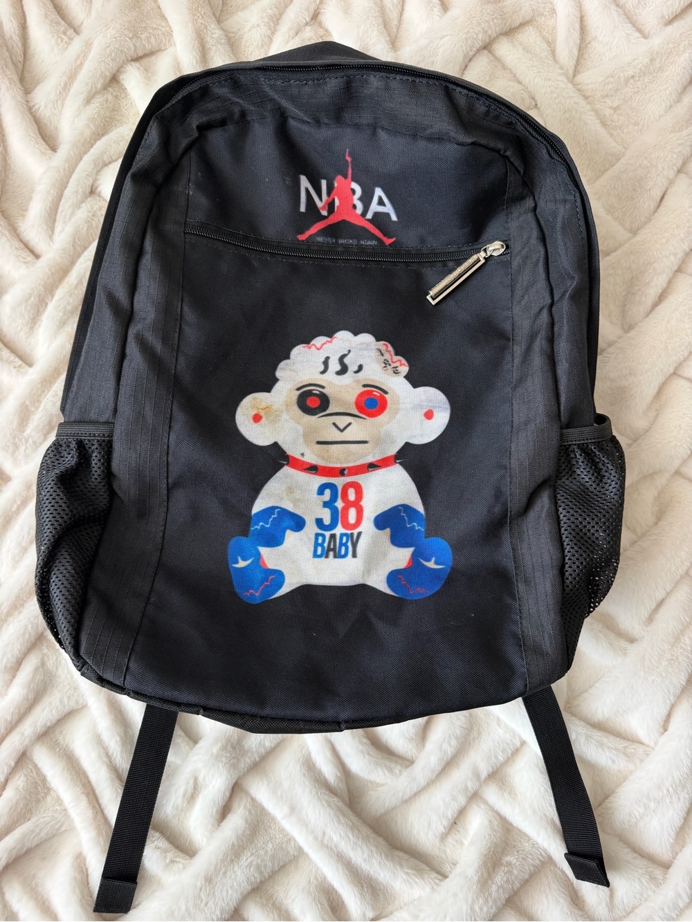 NBA Kids Black Backpack with Blue & Red Graphic